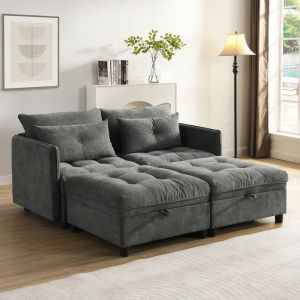 Ensemble de canapés séparables modulaires 4 places - aménagement libre de Lespace avec combinaison salon-canapé-lit -gris