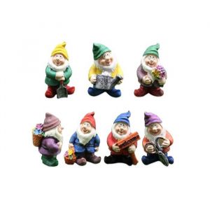 7 Pièces Nains de Jardin Statue Gnomes Fée Miniature Ornements Figurine Nains Mignons pour Décoration de Table et Jardin pour