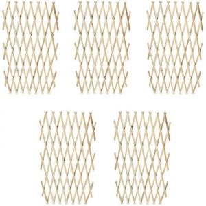 Cl&ocirc;ture en Treillis Lot de 5 pi&egrave;ces Treillis Plante en Bois Massif Treillis Bois Jardin Extensible 180 x 90 cm A311