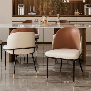Chaise pour Salle à Mange 2 Lot de Chaises de Cuisine Tissu en Cuir avec Pieds Métal pour Salon