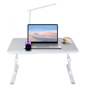 MIPAN. Support Tablette pour Ordinateur - Avec Pieds R&eacute;glables et Plateau Inclinable + Lumi&egrave;re LED - Support dOrdinateur - Gris