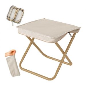 Tabouret de CampingSi&egrave;ge de Camping Portable 30cmTabouret Pliable de Campingpour VoyageP&ecirc;cheJardinBarbecuePlageBeige