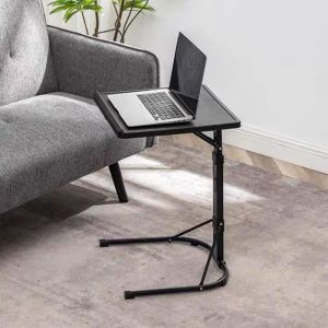 Table dappoint pliante pour ordinateur portable -XJING- Noire - R&eacute;glable en hauteur - Pour chambre &agrave; coucher lit