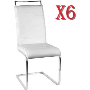 Lot de 6 chaises de salle &agrave; manger en cuir Simili - haute dossier - style contemporain