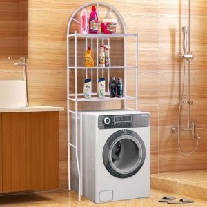 FIRNOSE Étagère WC en Métal 3 Niveaux Étagère de Rangement Etagère Dessus Toilettes/WC/Lave-Linge - Blanc 65x 34x 178cm