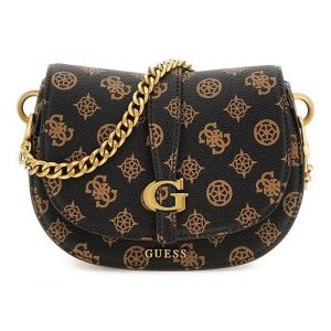 Sac à épaule - GUESS - Kuba Mini Crossbody Flap - Marron foncé - 18x14x45 cm - Femme