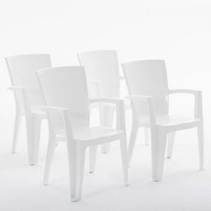 Lot de chaises DIANA en polypropylène renforcé empilables et légères. Usage extérieur (4 Chaises Blanc)