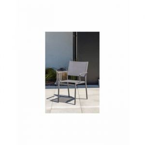 Fauteuil de jardin empilable STOCKHOLM en textilène et aluminium - GRIS ANTHRACITE