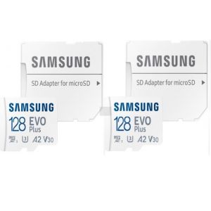 2PCS Micro SD Samsung EVO Plus 128Go Carte m&eacute;moire MB-MC128SA/EU 160Mb/s A2  V30 / UHS-I U3  Class10 - microSDXC + adaptateur SD