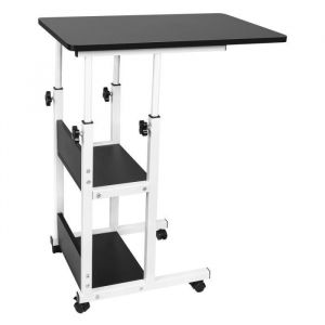 Bureau pour ordinateur portable ALICIA - Meuble informatique r&eacute;glable en hauteur - Noir 60x40x76-86.5cm