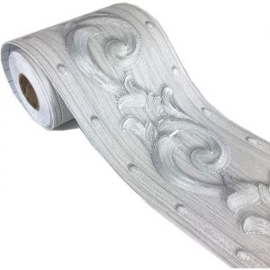 Frise de papier peint élégante à motif floral gris 10 cm par 5 m pour le plafond la salle de bains le salon la cuisine