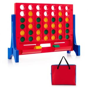 Jeu de Puissance 4 Géant Portable Utilisation Murale et Autoportante 42 Pions Exquis Jeu de Société Intérieur Extérieur Bleu