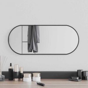 (Noir) Miroir mural - Crochets de Suspension - Noir 60x25 cm Ovale 265015