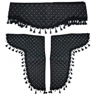Rideaux décoratifs de cabines de camion- Noir avec couture blanche pour DAF VOLVO MAN SCANIA