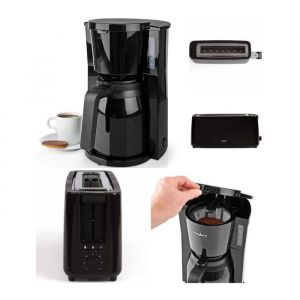 Cafetière Électrique Isotherme - NOIRE - 1.5L - 900W - Grille-pain Large Fente - 900W