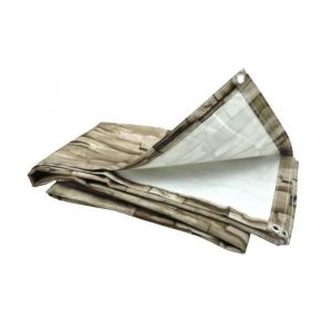Brise vue beige imitation mur en pierres - TERRE JARDIN - 1.5 x 5 - Polyester - 160 g/m2 - Oeillets métalliques