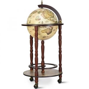 Giantex Bar Roulant Original Porte-Bouteille Globe Terrestre Mappemonde Support en Bois dEucalyptus Dimension