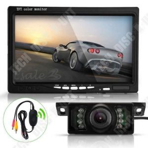 TD® Caméra de Recul- Contrôleur avec Télécommande de Treuil Sans Fil - DC 12 V pour Camion Jeep Quad - Ecran Miroir 7 pouces