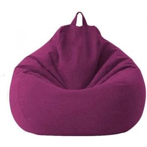 Housse de Pouf Poire - Noname - 80 x 90 cm - Coton et Lin - Violet - Int&eacute;rieur