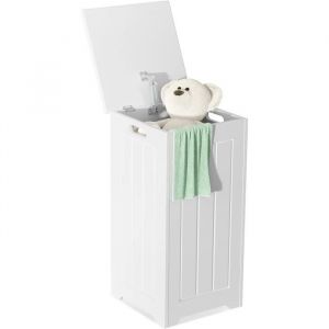 COSTWAY Panier à Linge avec Couvercle 35 L Corbeille à Linge Rectangulaire Style Contemporain pour Entrée Salle de Bain Blanc