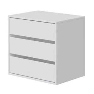 Commode avec 3 tiroirs coloris blanc - Hauteur 56 x largeur 60 x profondeur 44 cm