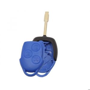 Coque de cl&eacute; X AUTOHAUX pour Ford Transit Van T&eacute;l&eacute;commande 3 Boutons avec Lame Bo&icirc;te Rechange Bleu
