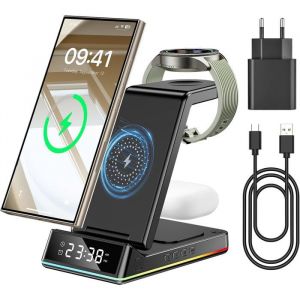 3 En 1 Station De Charge Par Induction Pour Samsung Galaxy S24 S23 S22 Ultra S21 S20 Galaxy Buds + Pro Chargeur Sans Fil Pour G