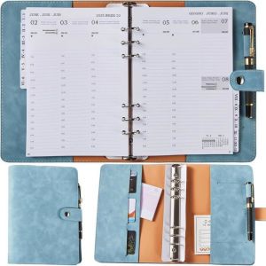 2025 Semainier A5 Vertical Rechargeable-1 Semaine sur 2 Pages Organiseur avec Onglets MensuelPochePorte-stylo12 Mois