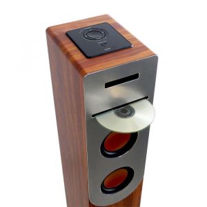 Tour de son finition 100W Bois avec lecteur CD Bluetooth FM et USB T&eacute;l&eacute;commande Colonne Jeux lumi&egrave;res Bagues LED EN CADEAUX