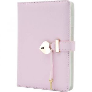 Journal Intime - Secret Journal avec Coeur Cadenas et Clé - Rose - Carnet en Cuir PU