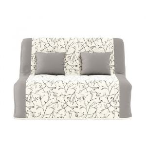 Banquette convertible GAIA BZ  couchage 160x200 avec 2 coussins OFFERTS Gris &agrave; motifs