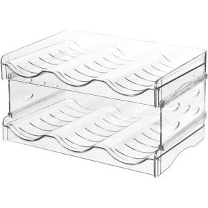 Casier &agrave; vin porte-bouteilles en plastique organisateur de placard pour armoire/cong&eacute;lateur - (casier &agrave; vin &agrave; 2 niveaux)