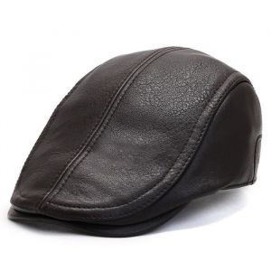 CasquetteChapeau de gavroche en cuir de qualit&eacute; sup&eacute;rieure chapeau dhiver b&eacute;ret Homme Gatsby chapeaux automne - Type Dark Coffee