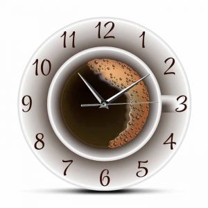 Tasse de Café avec Mousse DéCorative Silencieuse Horloge Murale Cuisine DéCor Café Signe Mural Horlogerie Café Style Montre