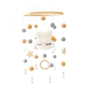 Mobile Musical Lit bébé Mobile Lit Bébé pour chambre denfants Carillons éoliens mobiles Bunny pour lit de bébé (Blanc)