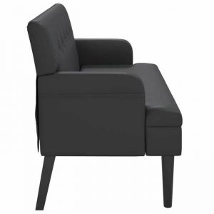 Black Friday Banc salon - JILL - Banquette/Coffre - avec dossier Noir 112x655x75 cm - Similicuir BB341