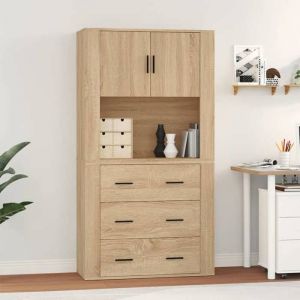 Buffet haut-Bahut-Meuble de Rangement pour Salon Salle à Manger Cuisine Chêne sonoma Bois dingénierie SHL855397