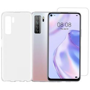 Coque de protection souple silicone + Lot de 2 verre trempé pour Huawei P40 Lite 5G 6.5 modèle CDY-NX9A - Yuan Yuan