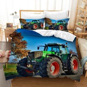 Voiture tracteur r&eacute;tro Parure de lit 3 pieces 1 housse de couette 220*240cm et 2 taies doreillers 63*63cm