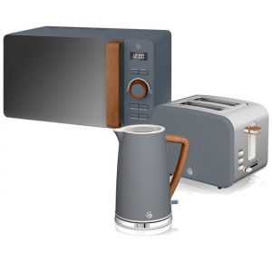 Set petit-déjeuner bouilloire grille-pain micro-ondes 20L Nordic Gris SWAN STRP1060GRYNEU  Gris 44300