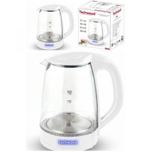 Bouilloire électrique - Théière électrique Blanche en VERRE 2200W 17L ELEMENT INOX Fontaine à Eau chaude.