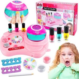 Kit Manucure Enfant Fille Vernis Ongles Enfant Set Maquillage Enfant Jouet Cadeau pour Filles Enfant Nail coule COFFRET DE MANUCURE