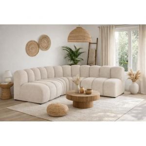 Canap&eacute; d&rsquo;angle modulable arrondi GRANIA beige- 4 places - 201 cm