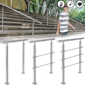 Garde-corps - HENGMEI - Rampe descalier - Acier inoxydable - 2 poteaux - 120cm
