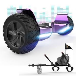 Hoverboard RCB 8.5 Pouces Scooter électrique Tout Terrain Gyropode Hummer Bluetooth LED + Hoverkart Karting Réglable Violet&Noir