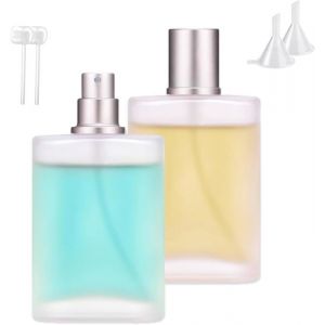 Flacon Vaporisateur Verre 2 Pièces Recharge de parfum 50ml Flacon Parfum Vide Flacon Spray Vide Avec Entonnoirs Presseur