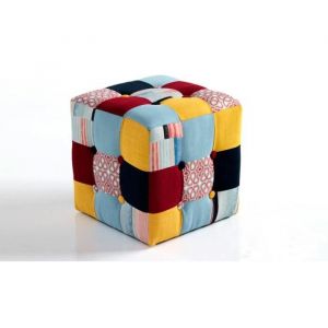 Pouf - EDITOR - Patchwork - Tissu moderne - 35x35x35 cm - 1 place