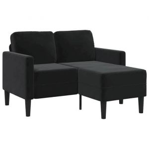 BEWI&reg;Canap&eacute; 2 places - Chaise de canap&eacute; fixe - Canap&eacute; damour DOUBLE avec m&eacute;ridienne en L noir 125 cm velours &FR89080