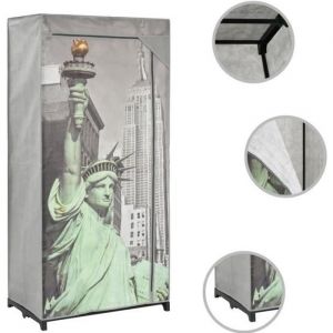 Maison déco[51959] Meuble de Rangement Armoire chambre - Garde-robe - New York 75x45x160 cm Tissu