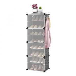 Etag&egrave;re de chaussures &agrave; 8 niveaux pour salon Meuble &agrave; chaussures de 20 paires avec 4 cubes et portes en plastique 42x31x123cm